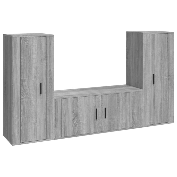 Set Mobili Porta TV 3 pz Grigio Sonoma in Legno Multistrato 3188764