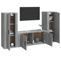 Set Mobili Porta TV 3 pz Grigio Sonoma in Legno Multistrato 3188764