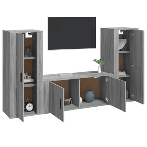 Set Mobili Porta TV 3 pz Grigio Sonoma in Legno Multistrato 3188764
