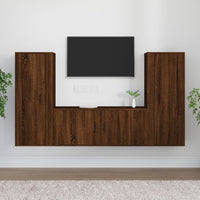 Set Mobili Porta TV 3 pz Rovere Marrone in Legno Multistrato 3188765