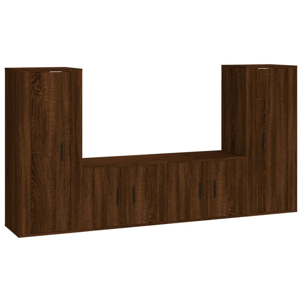 Set Mobili Porta TV 4 pz Rovere Marrone in Legno Multistrato