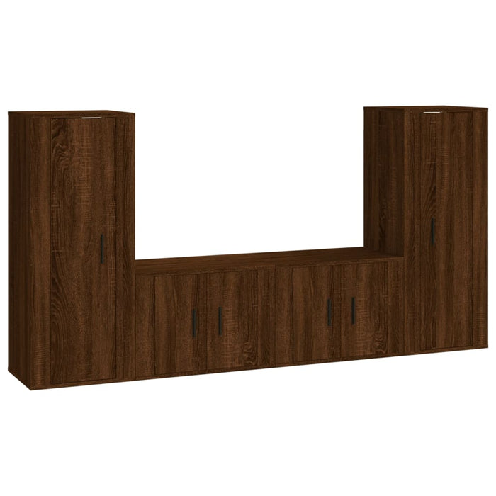 Set Mobili Porta TV 4 pz Rovere Marrone in Legno Multistrato