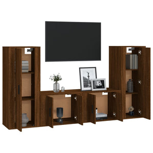 Set Mobili Porta TV 4 pz Rovere Marrone in Legno Multistrato