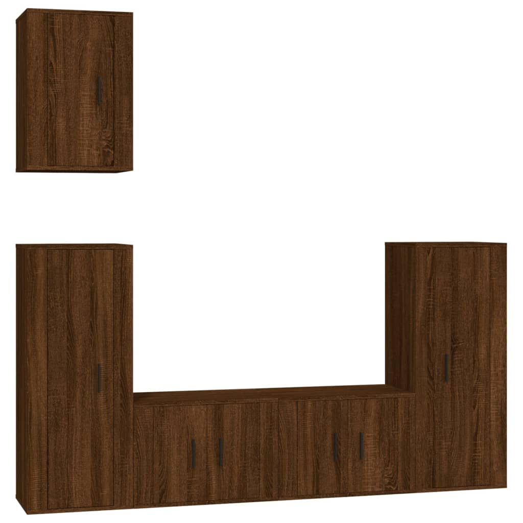 Set Mobili Porta TV 5 pz Rovere Marrone in Legno Multistratocod mxl 76835