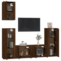 Set Mobili Porta TV 5 pz Rovere Marrone in Legno Multistratocod mxl 76835