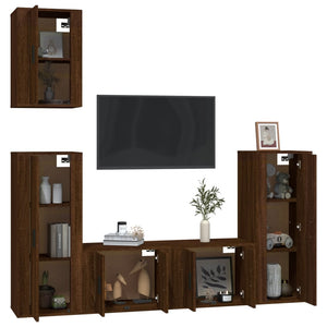 Set Mobili Porta TV 5 pz Rovere Marrone in Legno Multistratocod mxl 76835