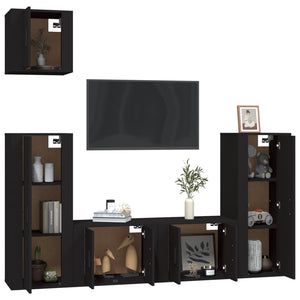 Set di Mobili Porta TV 5 pz Nero in Legno Multistrato 3188783
