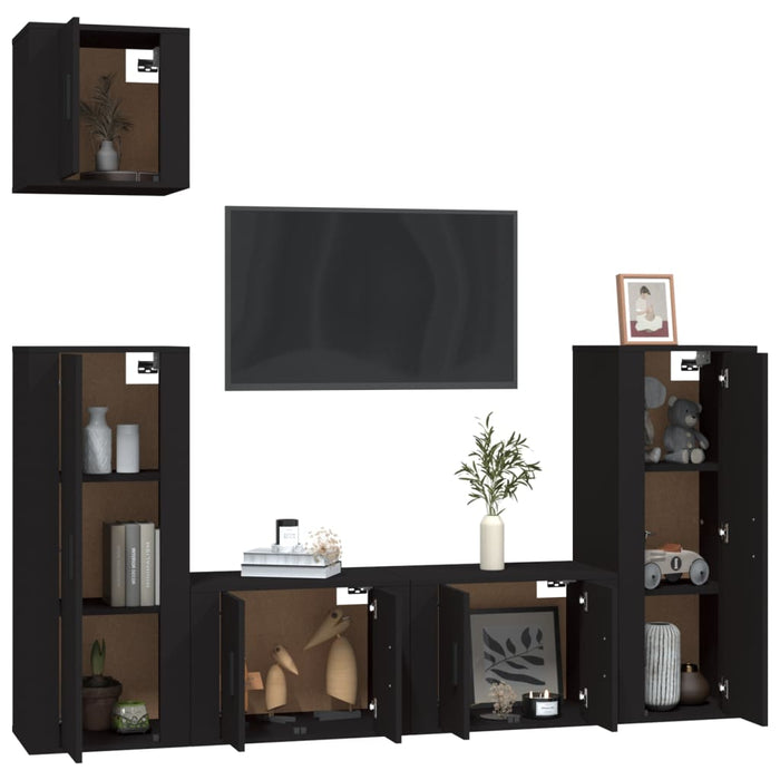 Set di Mobili Porta TV 5 pz Nero in Legno Multistrato 3188783