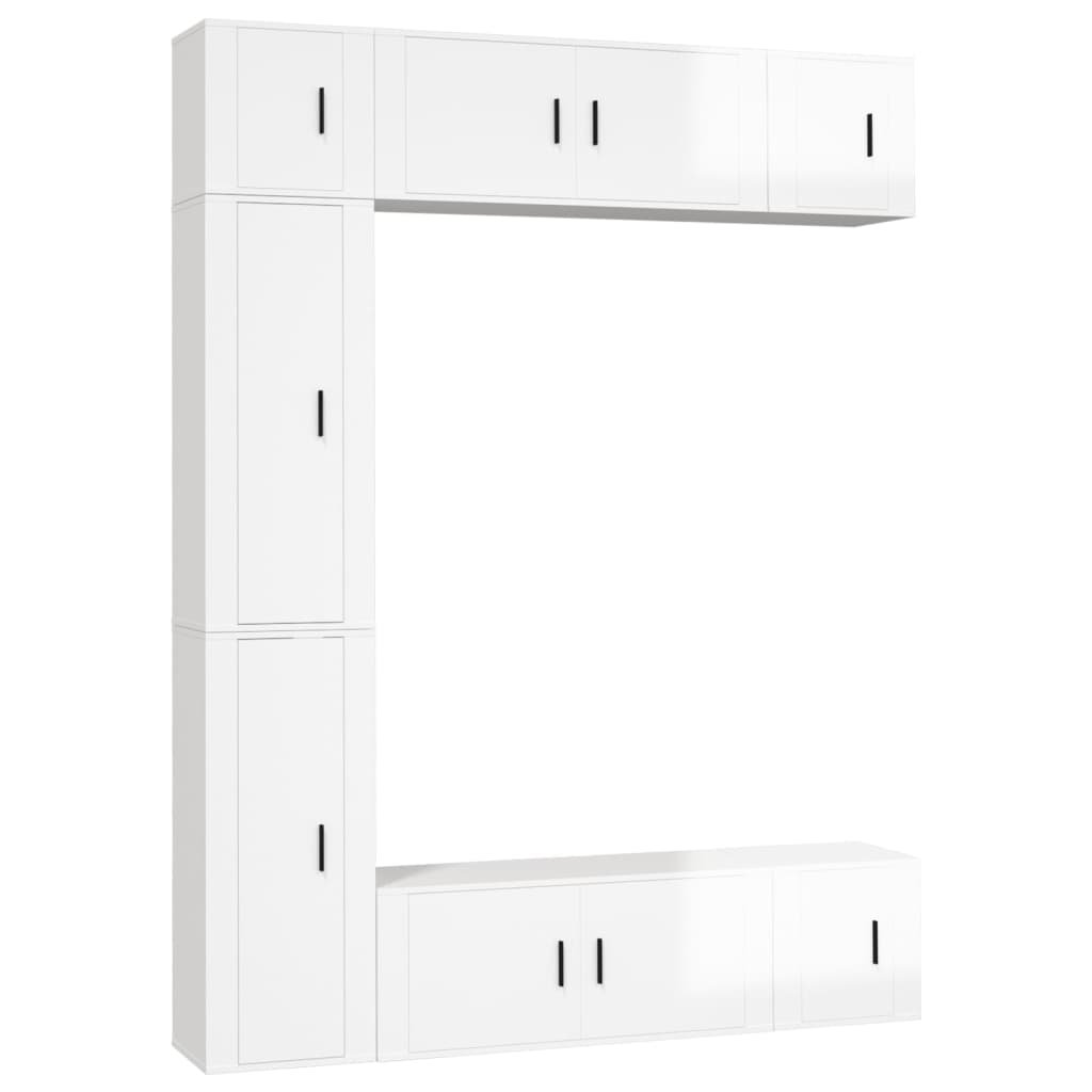Set di Mobili Porta TV 7 pz Bianco Lucido in Legno Multistrato 3188824