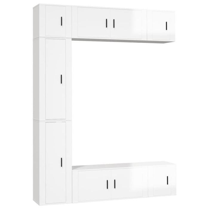 Set di Mobili Porta TV 7 pz Bianco Lucido in Legno Multistrato 3188824