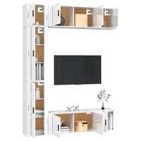 Set di Mobili Porta TV 7 pz Bianco Lucido in Legno Multistrato 3188824