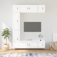 Set di Mobili Porta TV 7 pz Bianco Lucido in Legno Multistrato 3188824
