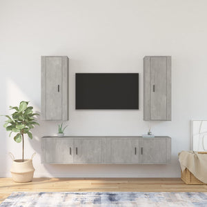 Set di Mobili Porta TV 4 pz Grigio Cemento in Legno Multistrato 3188850