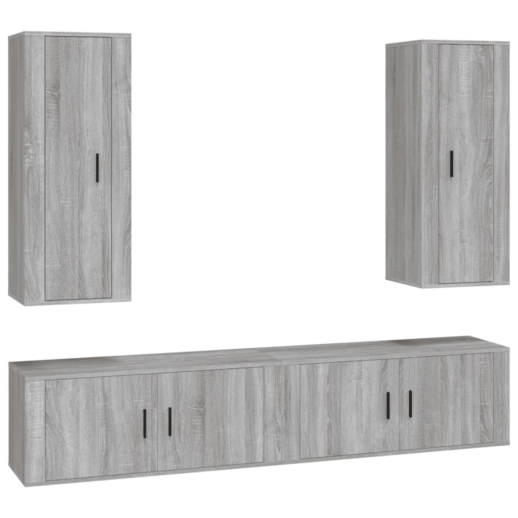 Set di Mobili Porta TV 4 pz Grigio Sonoma in Legno Multistrato 3188852