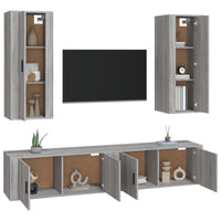 Set di Mobili Porta TV 4 pz Grigio Sonoma in Legno Multistrato 3188852