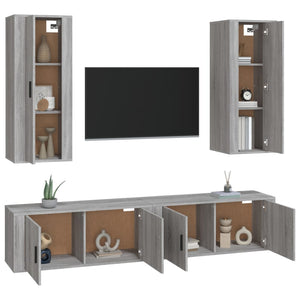 Set di Mobili Porta TV 4 pz Grigio Sonoma in Legno Multistrato 3188852