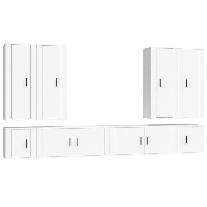 Set Mobili Porta TV 8pz Bianco in Legno Multistrato 3188854