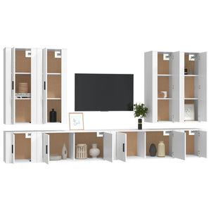 Set Mobili Porta TV 8pz Bianco in Legno Multistrato 3188854
