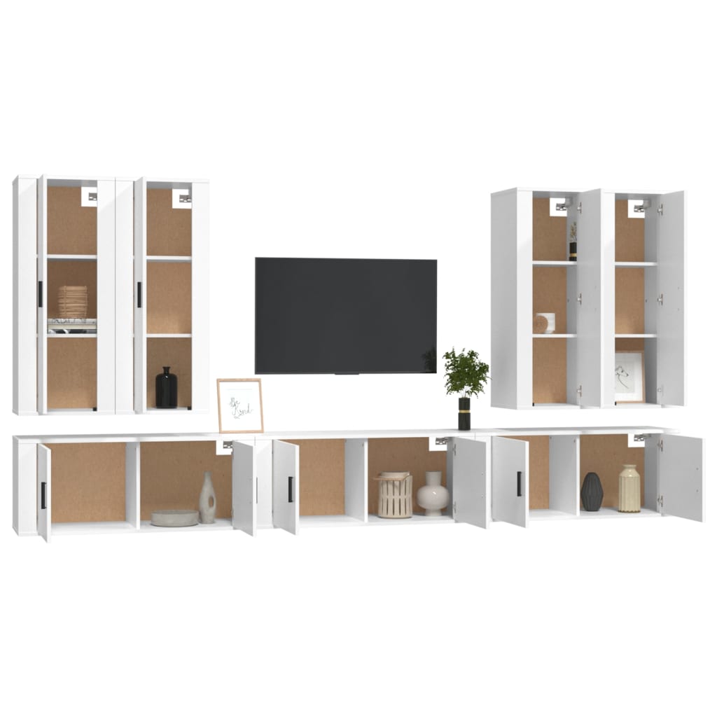 Set di Mobili Porta TV 7 pz Bianco in Legno Multistratocod mxl 76876