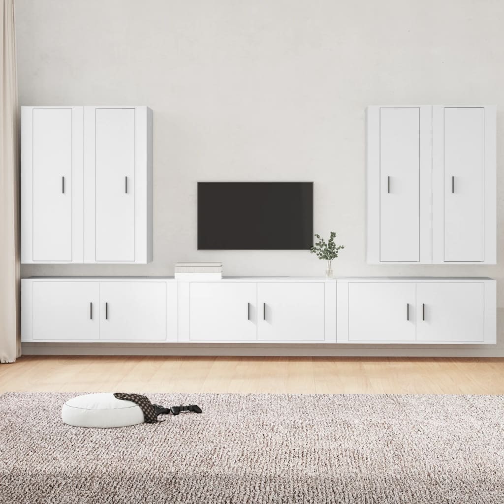 Set di Mobili Porta TV 7 pz Bianco in Legno Multistratocod mxl 76876