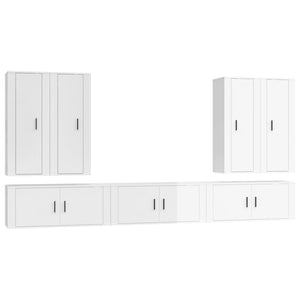 Set di Mobili Porta TV 7 pz Bianco Lucido in Legno Multistrato 3188872