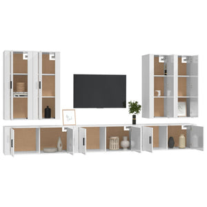 Set di Mobili Porta TV 7 pz Bianco Lucido in Legno Multistrato 3188872
