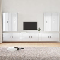 Set di Mobili Porta TV 7 pz Bianco Lucido in Legno Multistrato 3188872