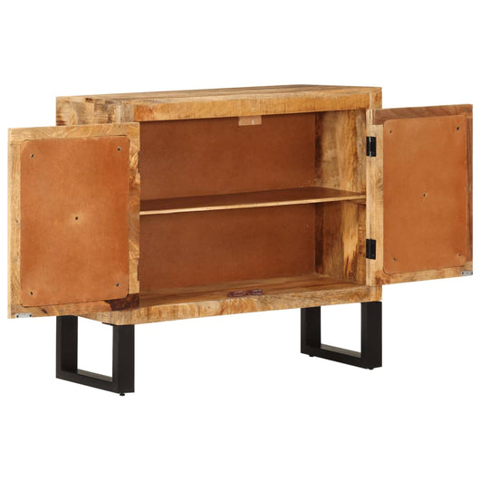 Credenza 80x30x71 cm in Legno Grezzo Massello Mango e Metallo 355842
