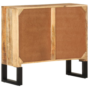 Credenza 80x30x71 cm in Legno Grezzo Massello Mango e Metallo 355842