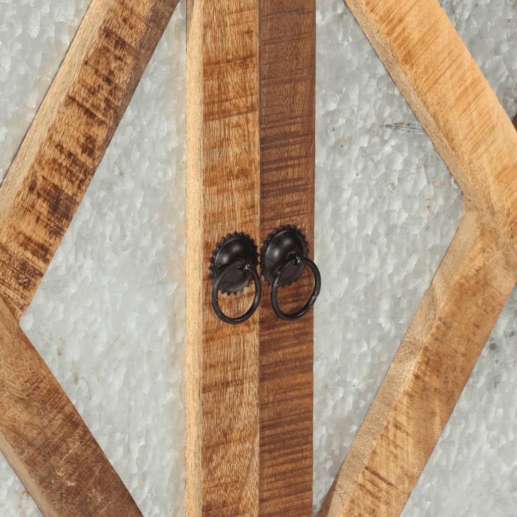 Credenza 80x30x71 cm in Legno Grezzo Massello Mango e Metallo 355842