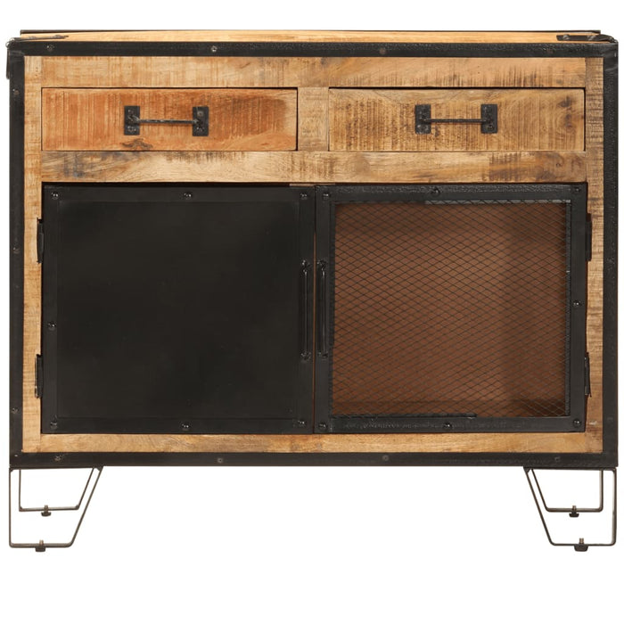 Credenza-Buffet-Armadio da cucina 80x31x66 cm in Legno Grezzo Massello Mango e Metallo