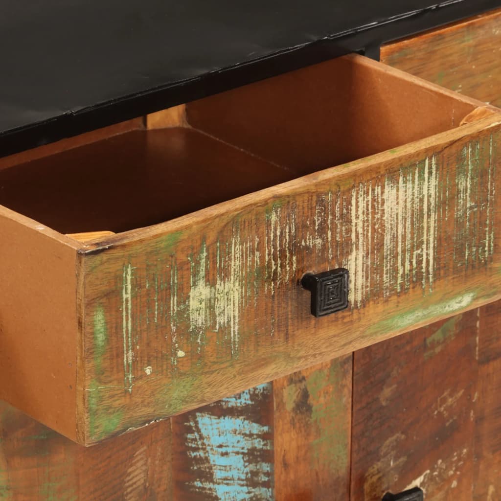 Credenza 140x35x70 cm in Legno Massello di Recupero e Metallo 355845