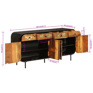 Credenza 140x35x70 cm in Legno Massello di Recupero e Metallo 355845