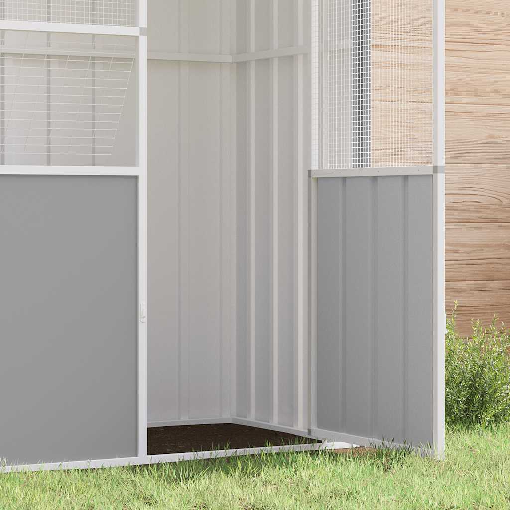 Gabbia per Uccelli Grigia 215x78x200 cm in Acciaio Zincato 172345