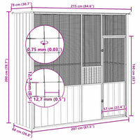Gabbia per Uccelli Grigia 215x78x200 cm in Acciaio Zincato 172345