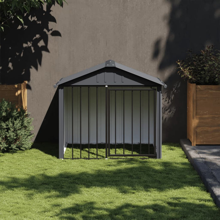 Casetta per Cani con Tetto Nero 117x103x102 cm Acciaio Zincato 172346