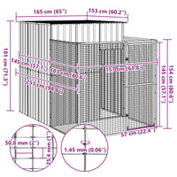 Casetta Cani con Corsa Antracite 165x251x181 cm Acciaio Zincato 172365
