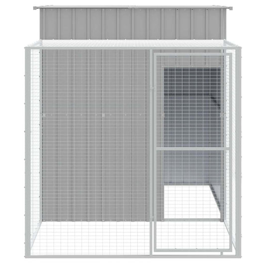 Pollaio recinto gabbia galline con cortile libero 165 x 251 x 181 cm acciaio zincato grigio 02_0043964