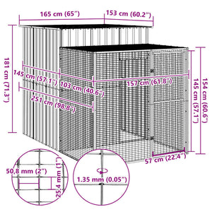 Pollaio recinto gabbia galline con cortile libero 165 x 251 x 181 cm acciaio zincato grigio 02_0043964