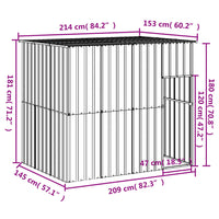 Casetta Cani Tetto Grigio Chiaro 214x153x181 cm Acciaio Zincato 172372