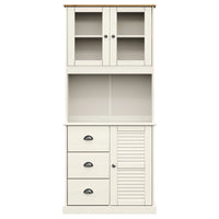 Credenza VIGO Bianca 78x40x175 cm in Legno Massello di Pino 3188305