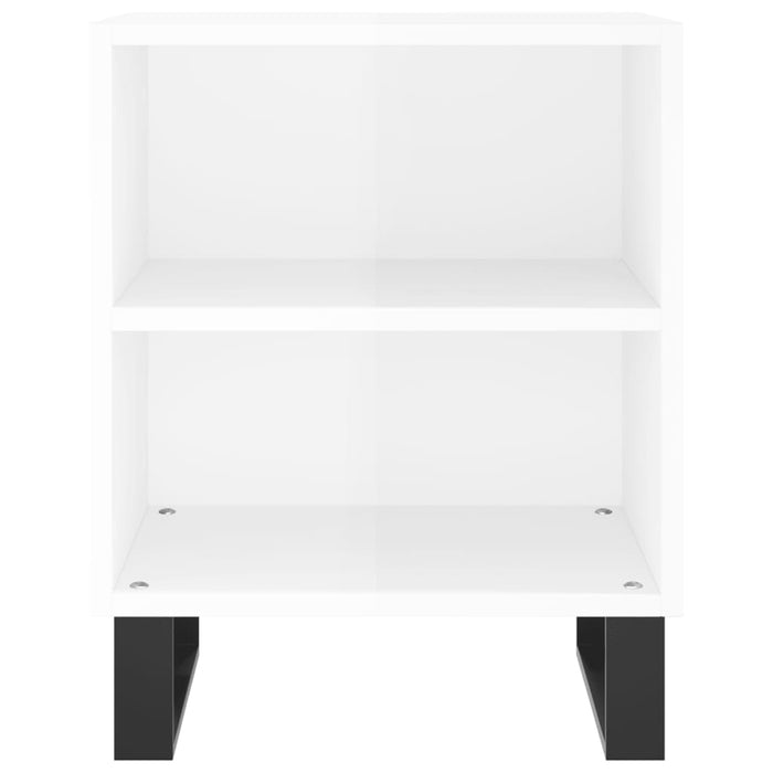 Comodino Bianco Lucido 40x30x50 cm in Legno Multistrato 826800