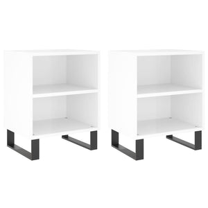 Comodini 2 pz Bianco Lucido 40x30x50 cm in Legno Multistrato 826801
