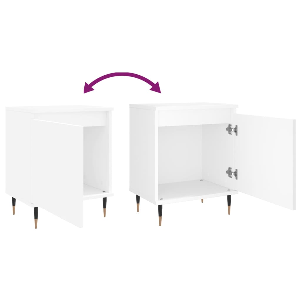 Comodini 2 pz Bianchi 40x30x50 cm in Legno Multistrato 826813