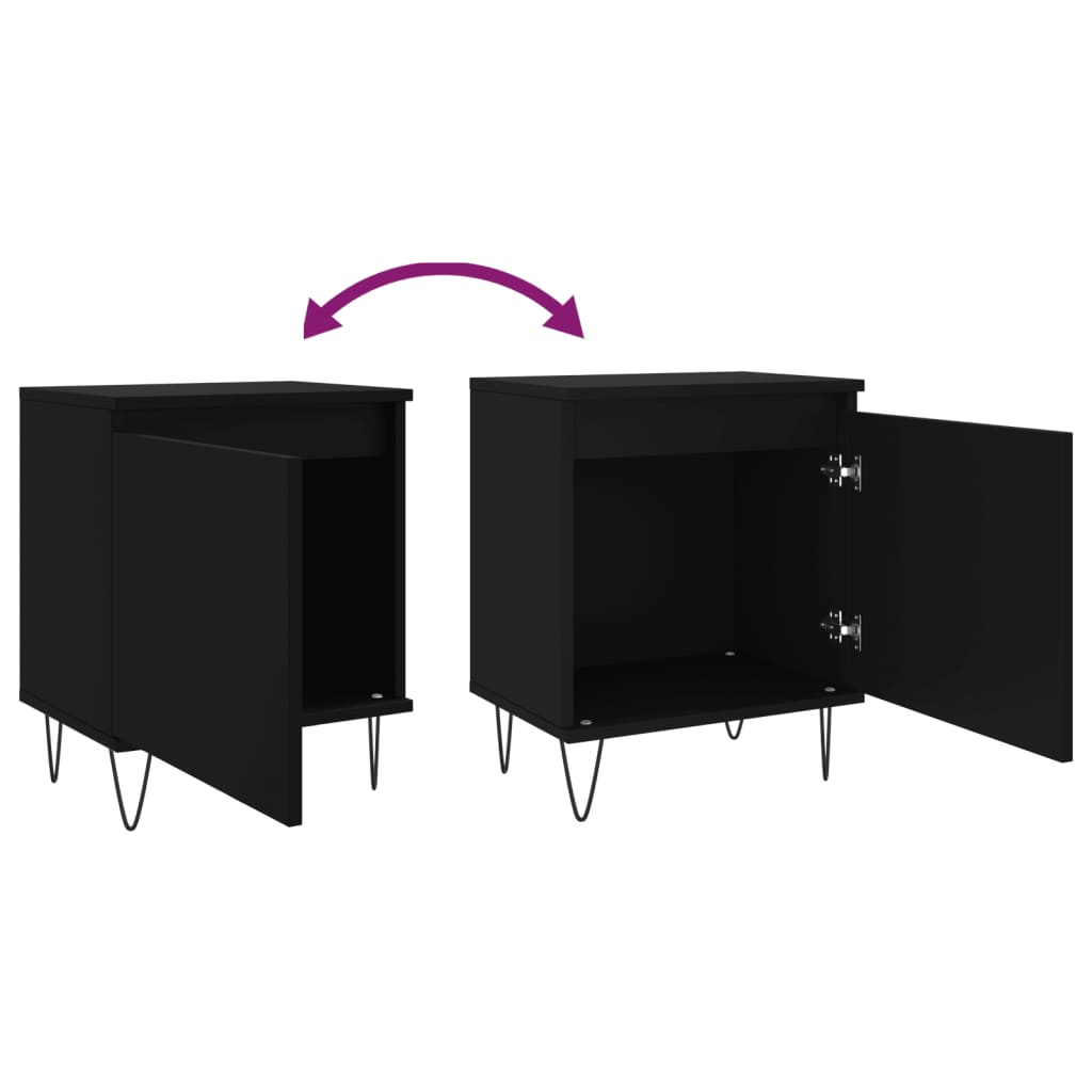 Comodini 2 pz Neri 40x30x50 cm in Legno Multistrato 826831