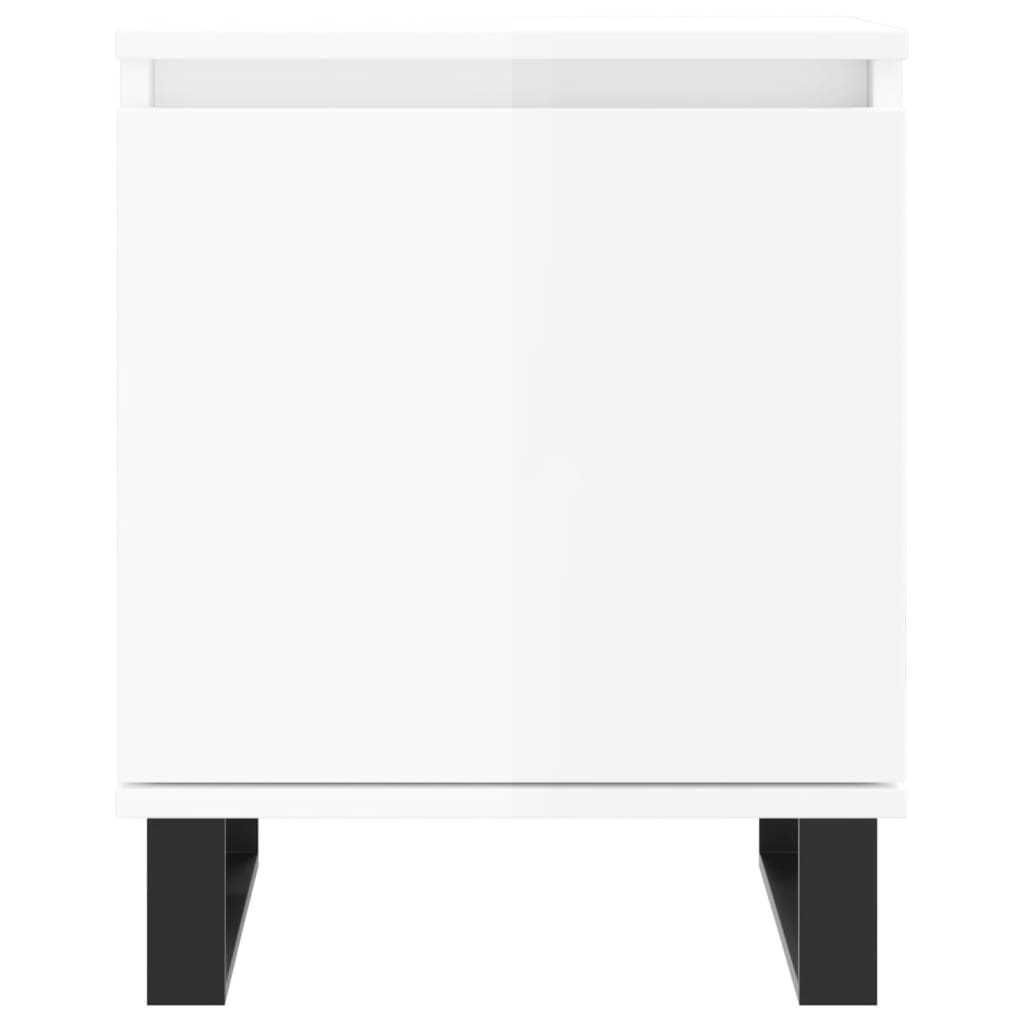 Comodino Bianco Lucido 40x30x50 cm in Legno Multistrato 826848