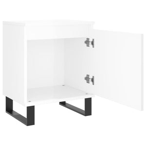 Comodino Bianco Lucido 40x30x50 cm in Legno Multistrato 826848