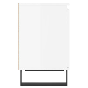 Comodini 2 pz Bianco Lucido 40x30x50 cm in Legno Multistrato 826849