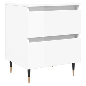 Comodino Bianco Lucido 40x35x50 cm in Legno Multistrato 826864