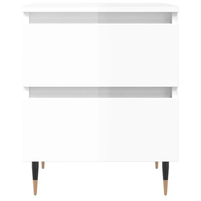 Comodino Bianco Lucido 40x35x50 cm in Legno Multistrato 826864